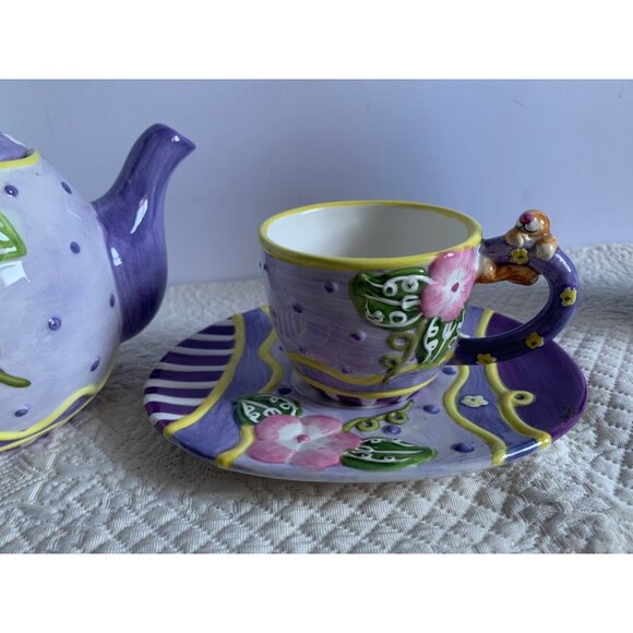 Home Interiors Bunny teapot with cup and saucer - Picture 3 of 14